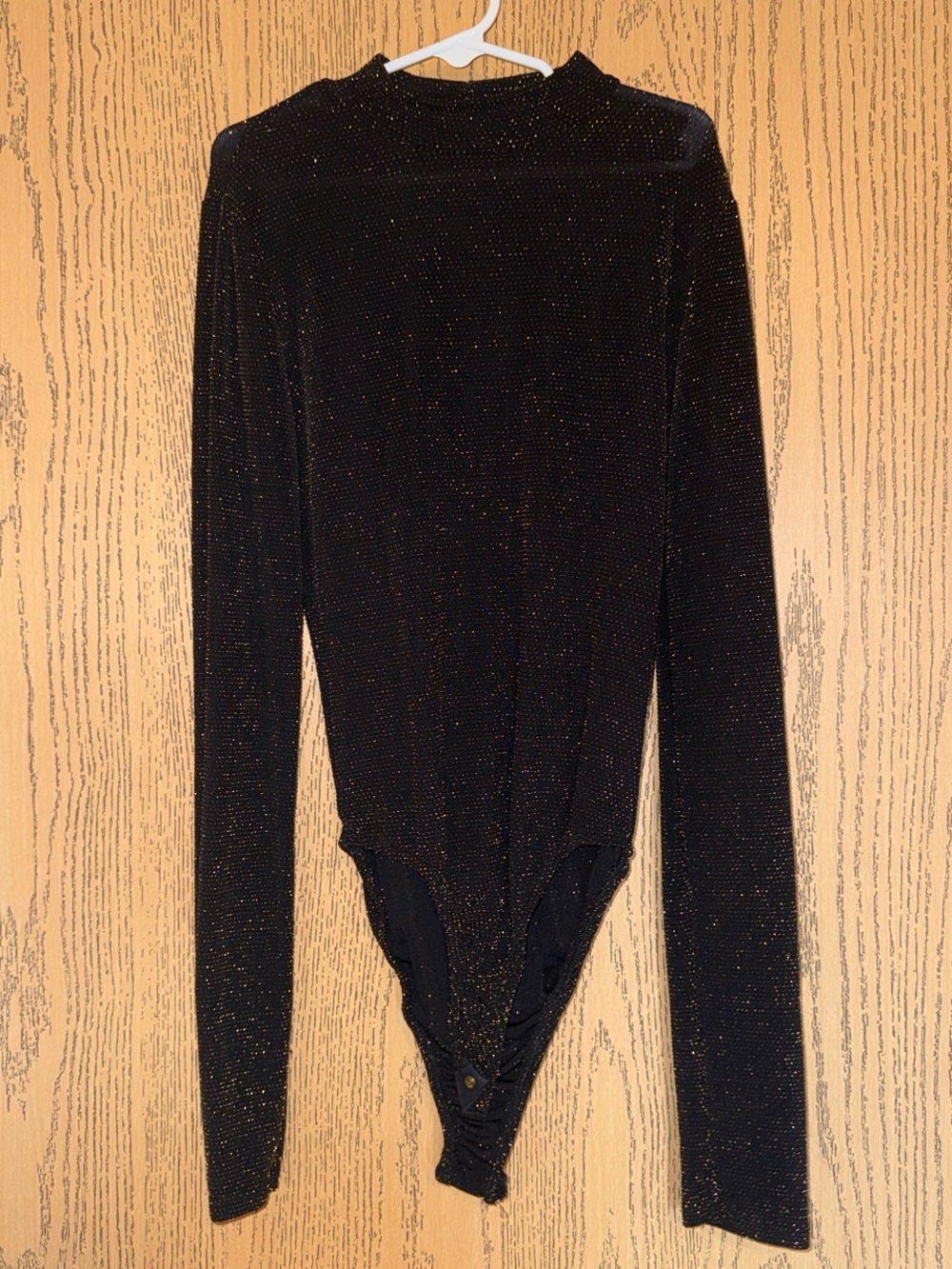 Forever 21 Black Metallic Speckled Long Sleeve Bodysuit